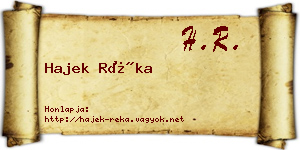 Hajek Réka névjegykártya